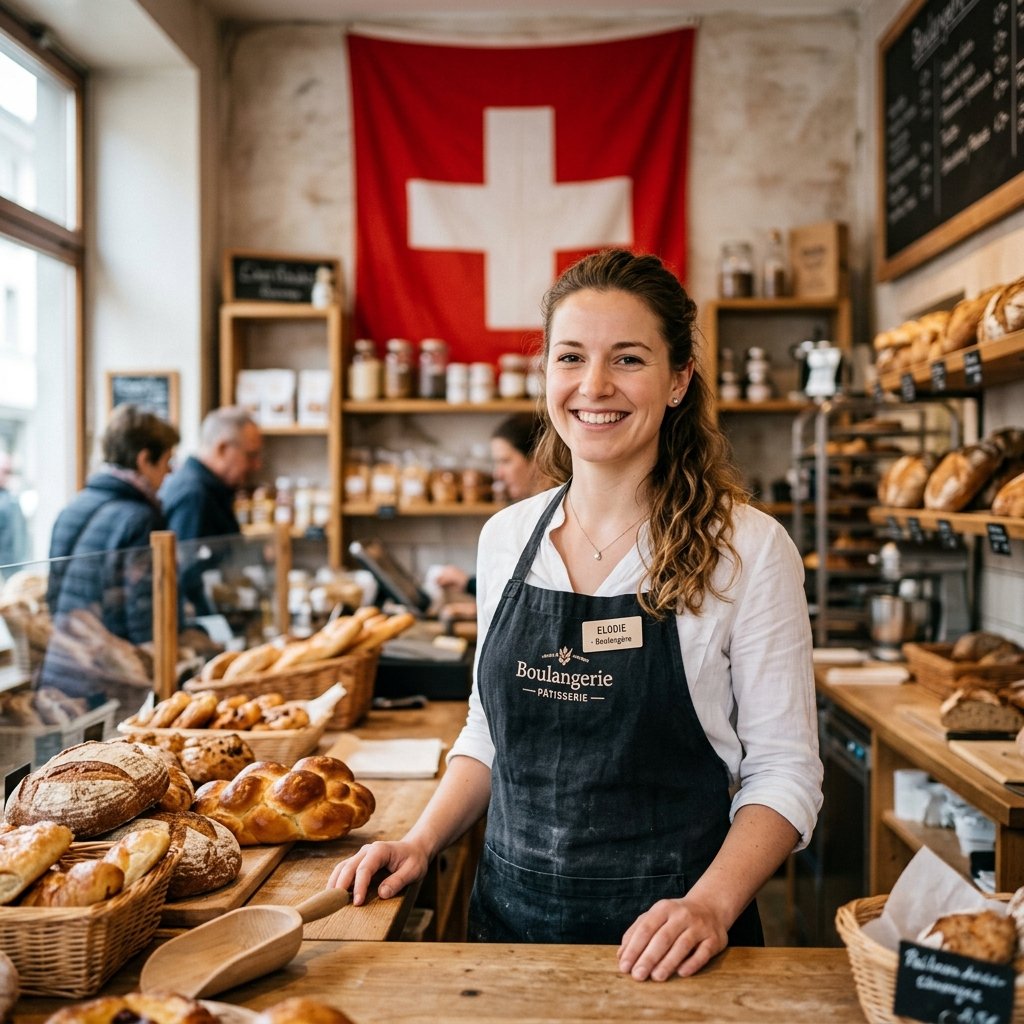 Pâtisseries et viennoiseries d'une boulangerie suisse