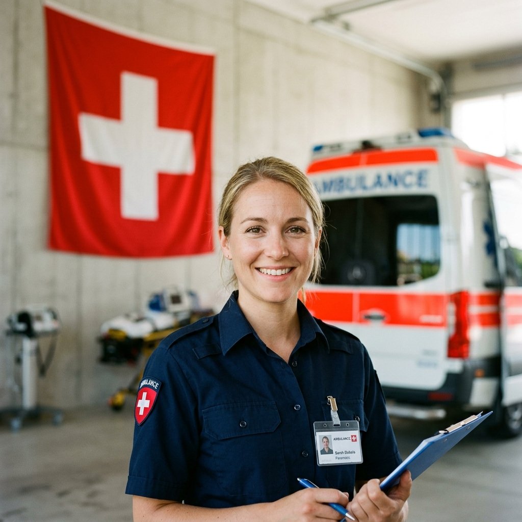 Ambulancier préparant le matériel médical
